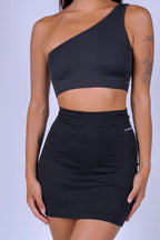 One shoulder bra and skirt set