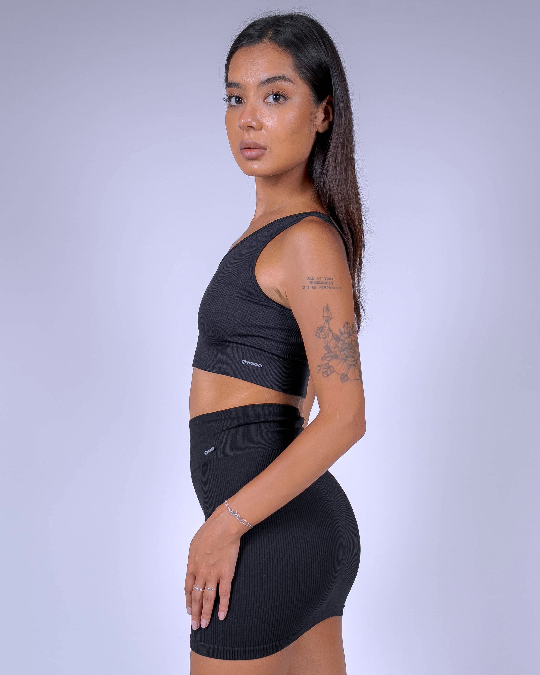One shoulder bra and skirt set