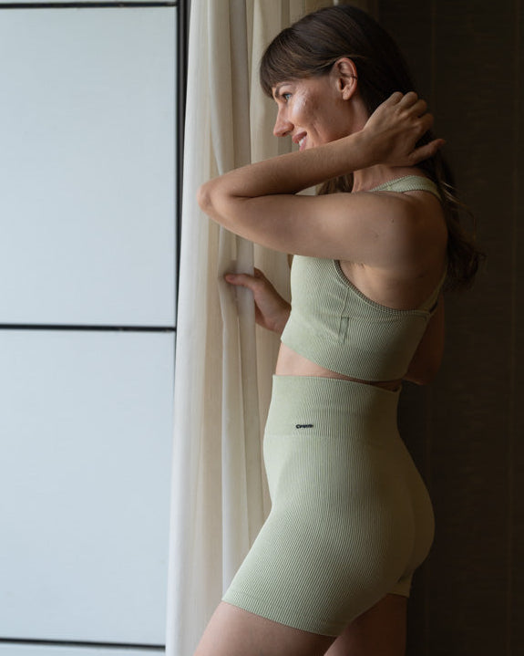 Cross back two piece bra and Short set