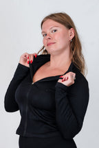 Mono Solid black Zip through Jacket